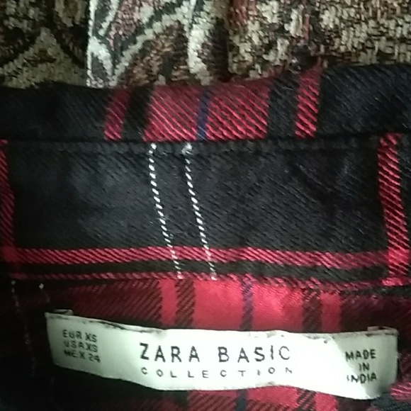 Zara Basic Plaid Tunic Top Shirt With Embroidery - Picture 4 of 4